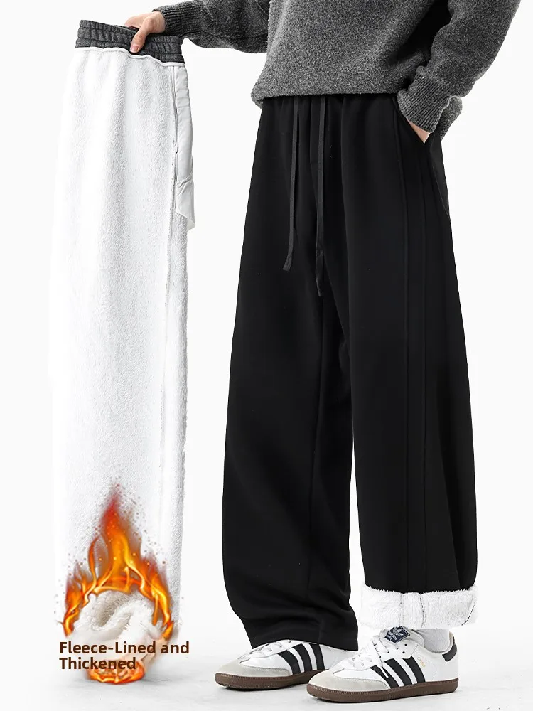 

Мужские повседневные брюки Thiened Fce, зимние, теплые, свободные, прямого кроя, из вельвета, спортивные штаны прямого кроя