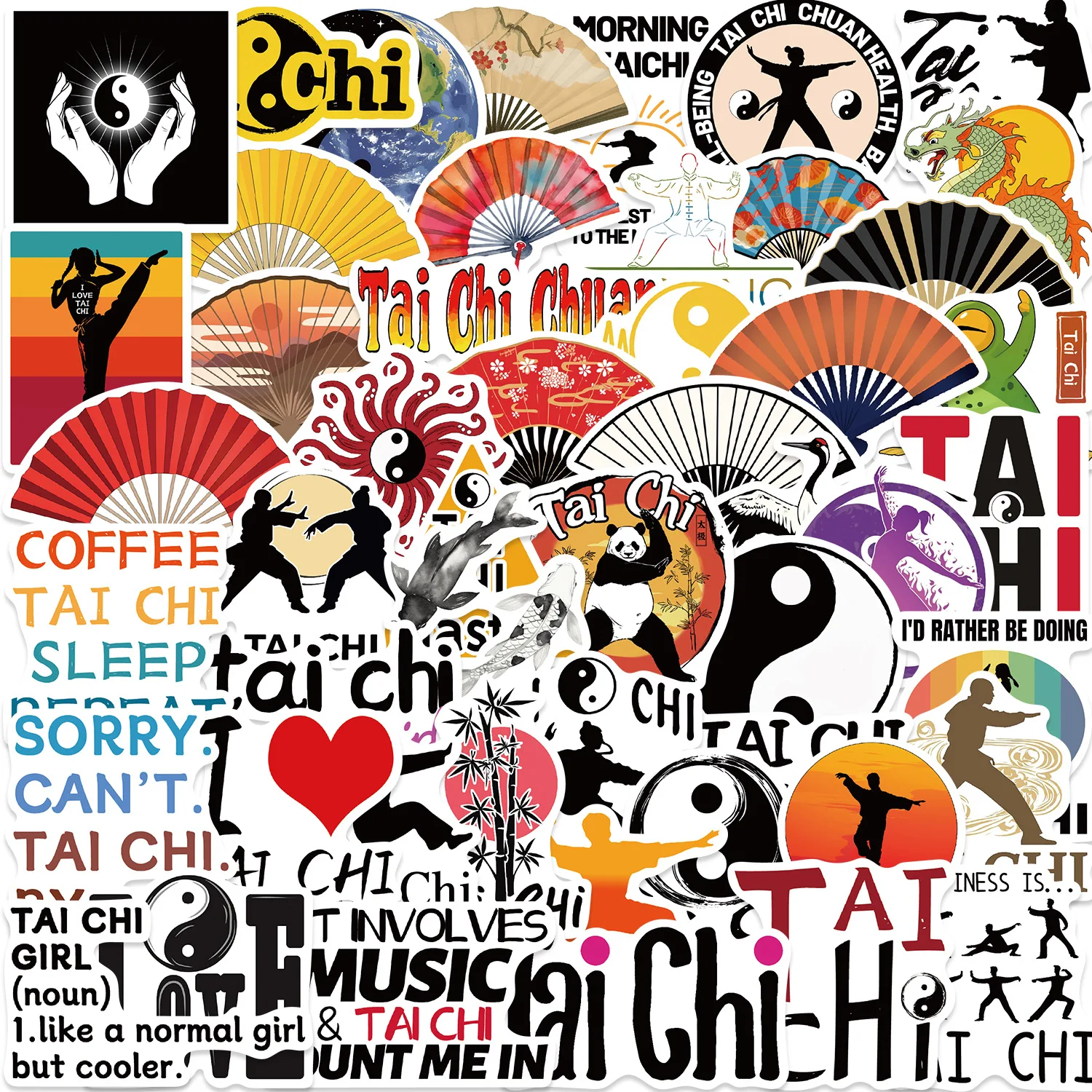 

10/30/50PCS Cartoon Tai Chi Culture Graffiti Stickers Decorative Guitar Laptop Luggage DIY Waterproof Toys Gifts Stickers