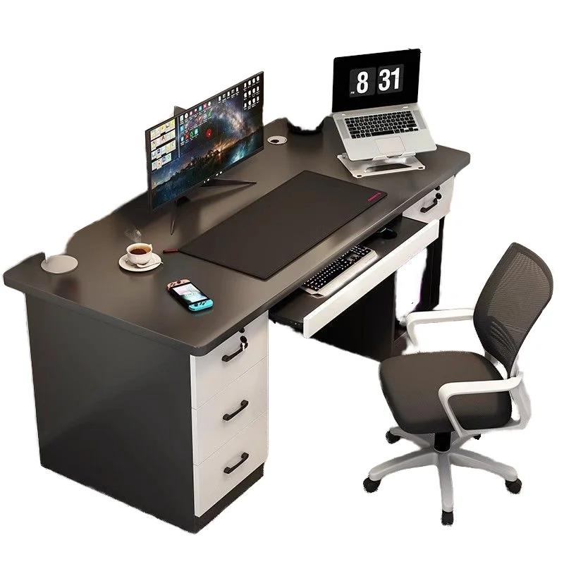 

Modern Adjustable Computer Desk with Large Desktop Drawers Home Office Furniture for Learning Studying Writing