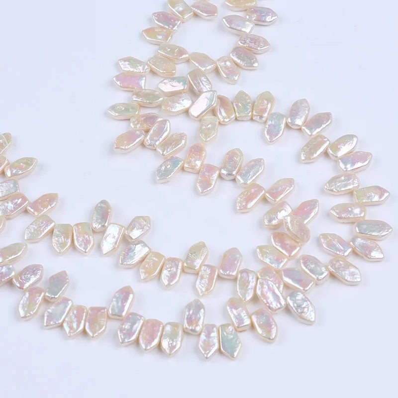 

High quality 8-9*13-17mm white color natural freshwater irregular baroque pearl strand jewelry