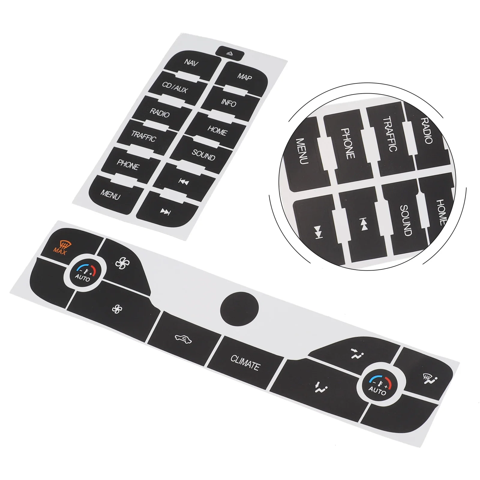 Elegant Design New Radio Repair Sticker Repair Decal Sticker Repair Push Button 2 Pieces Black High Grade Vinyl