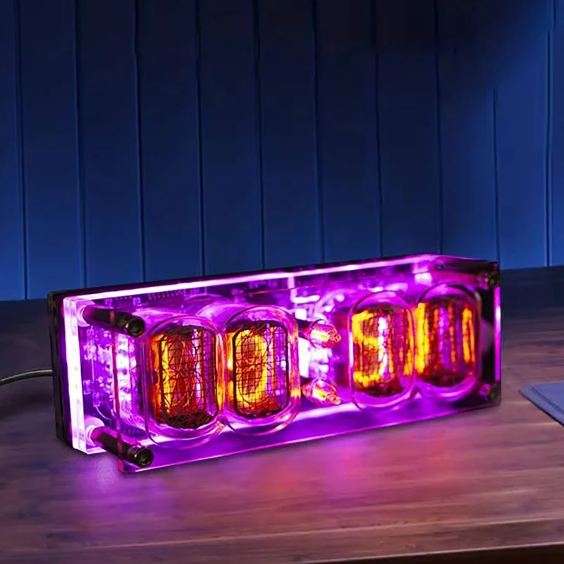 IN-12 Nixie Tube Clock RGB Glow Tube Desk Clock with Power-Off Memory Desktop Decoration Unique Gift for Tech Lovers