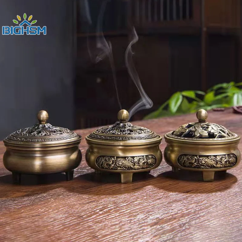 Pure Copper Antique Three-legged Aromatherapy Stove DIY Household Indoor Pan Incense Wire Incense Burner Tea Ceremony Decoration