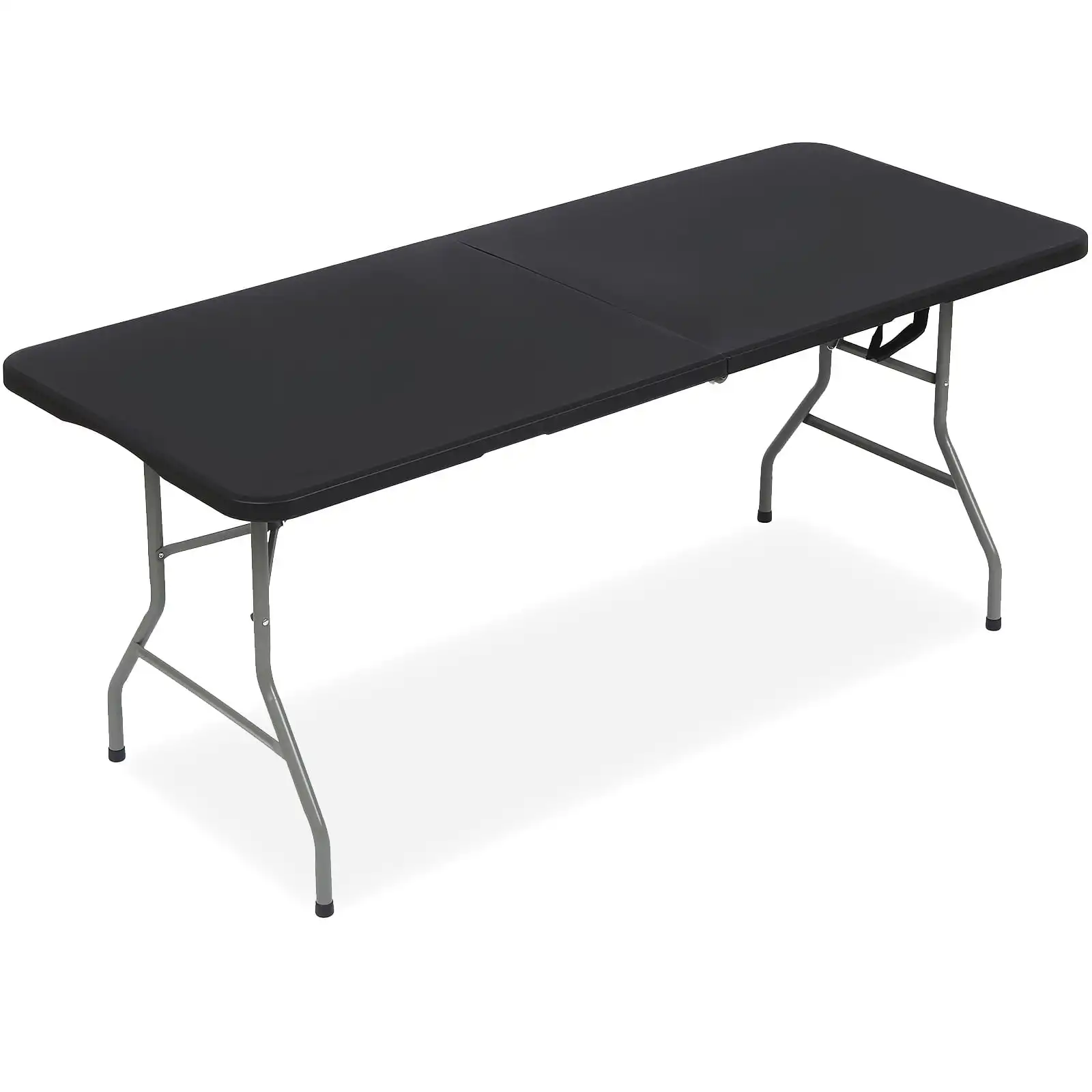 

6 ft Plastic Folding Table Portable Fold-in-Half Table for Indoor Outdoor Black