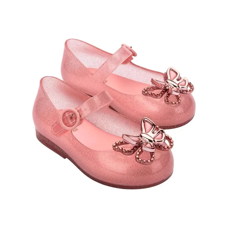 

2024 New Style Children Spring Single Jelly Shoes Princess Girl Butterfly Retro Cute Summer Sandal Kids Soft Beach Wear