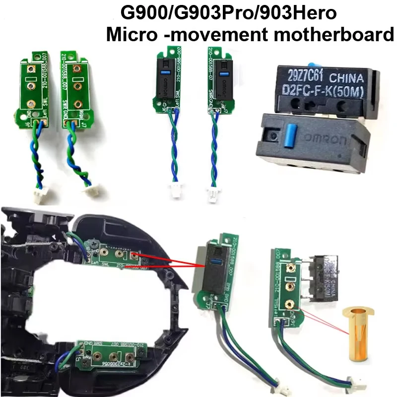 Para g900g903g903 hero mouse micro interruptor sem soldagem permutável, placa pequena, botão esquerdo e direito, peças de reposição