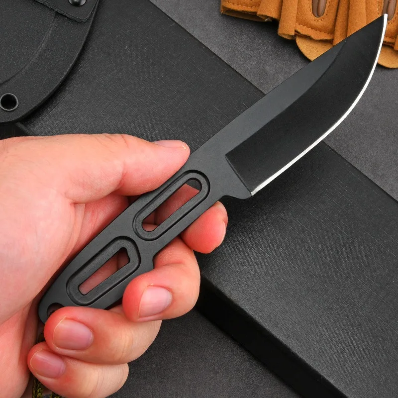 2025 new Outdoor small straight knife, survival knife for wilderness,  portable knife with paratrooper rope and K sheath