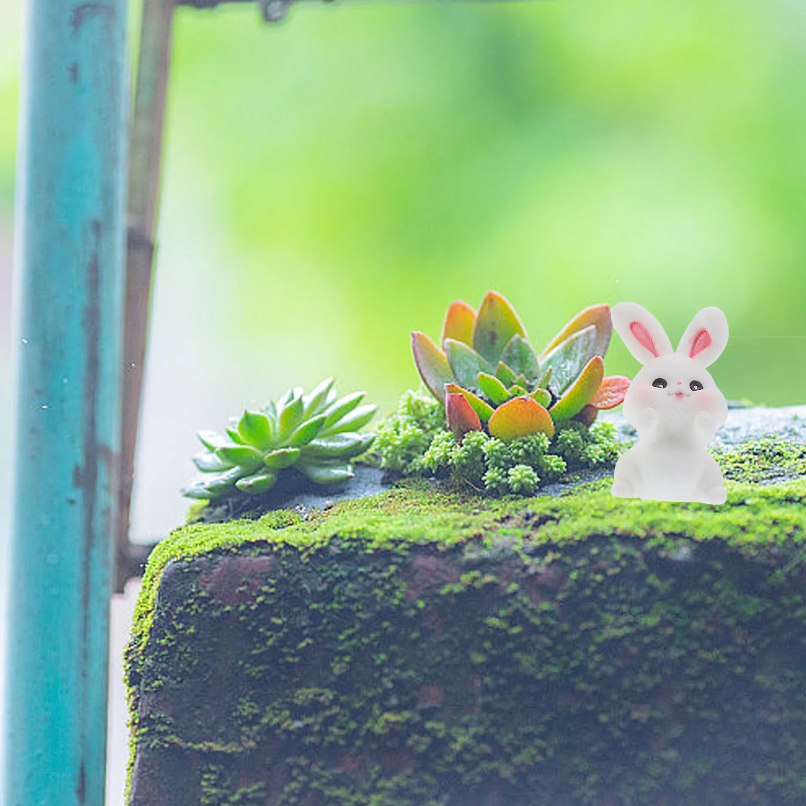 

12Pcs Miniature Bunny Statues Resin Mini Rabbit Decor Micro Landscape Garden Tiny Ornament Craft Micro Landscape Ornament