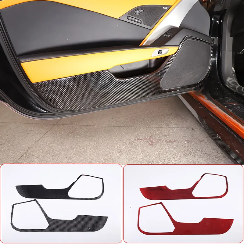 

For Chevrolet Corvette C7 2014-2019 Soft Carbon Fiber Door Anti-Kick Panel Cover Decoration Trim Car Interior Accessories