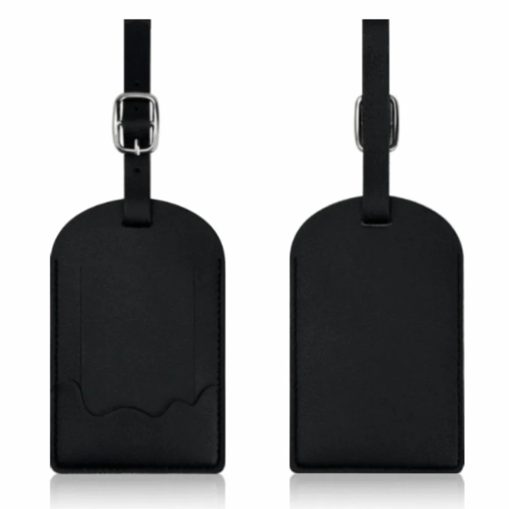 Simple PU Leather Luggage Labels Portable with Signature Paper Suitcase Name Label Universal Travel Boarding Tags for Men Women