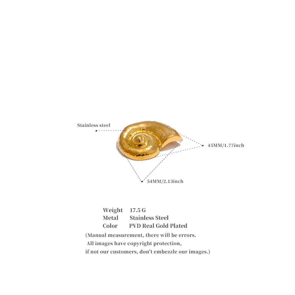 Yhpup Ocean Style Stainless Steel Metal Conch Brooch Pin Unisex Jewelry Wholesale Trending Accessories Bijoux Waterproof