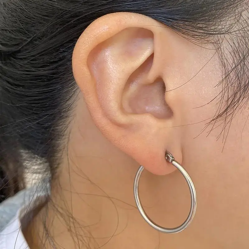 2 Pcs Stainless Steel Super Big 90mm Hoop Earrings Female Men Round Circle Small Ear Ring Lead Nickel Free Brinco Aretes Mujer image 4