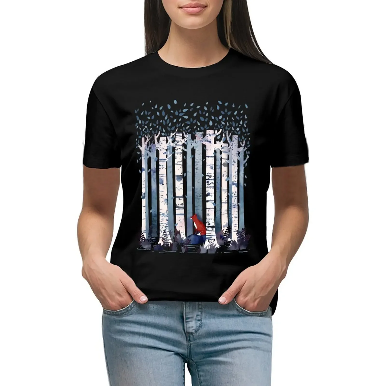 

The Birches (in Blue) T-Shirt plain Female clothing oversized rock and roll t shirts for Women