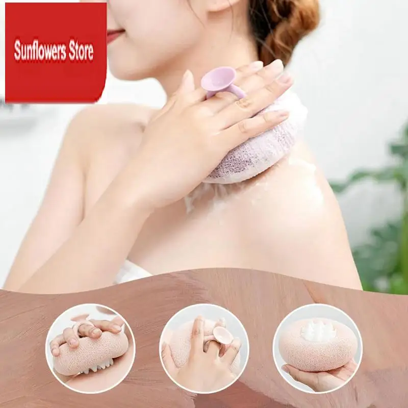 A36I-Super Soft Sunflower Suction Cup Bath Ball Bath Ball Exfoliating Cleaning Brush Sunflower Bath Brush With Suction Cup