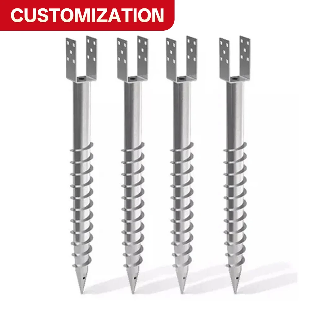 Custom Cost-effective Q235 Hot Dip Galvanized Helical Screw Pile Q235 Steel Ground Anchor Spiral Pile for Solar Mounting System