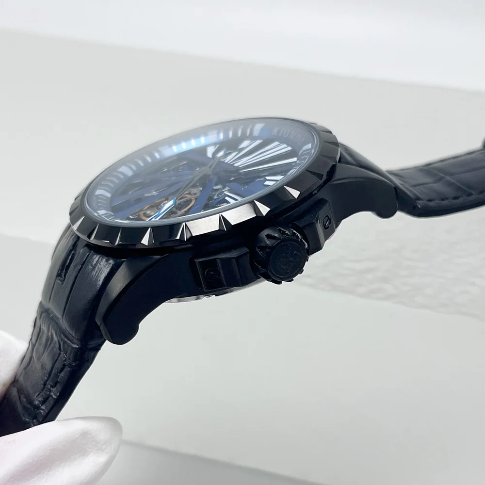 48mm men's automatic mechanical wristwatch, suitable as a gift for friends, luxurious waterproof and hollowed-out luminous dial