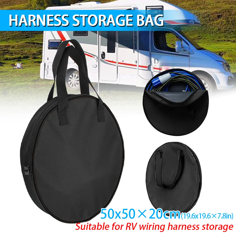 Car RV Caravans Wire Cable Harness Storage Bag 600D New Black Waterproof Oxford Cloth Car Tools Cable Organizer Cars Accessories