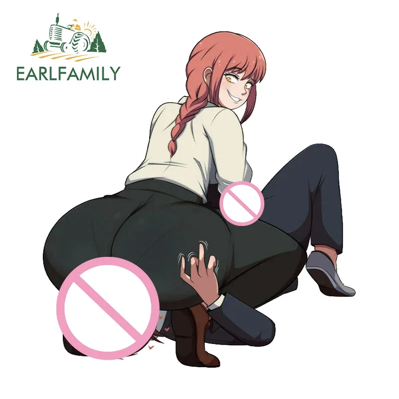 EARLFAMILY 13cm x 12.1cm for Makima Hentai Booty Ass Car Sticker Waifu Sexy Anime Decal NSFW Car Accessories Bumper Graphics