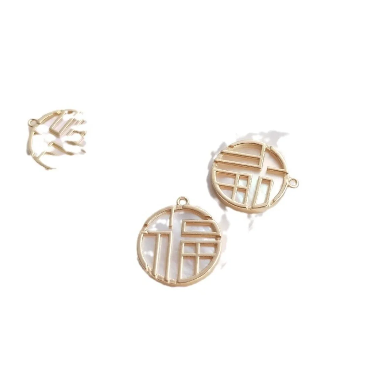 Brass 14K Gold Plated Sea Shell Fu Character Tag For DIY Leather Choker Bracelet Oriental Blessing Jewelry Findings view 6