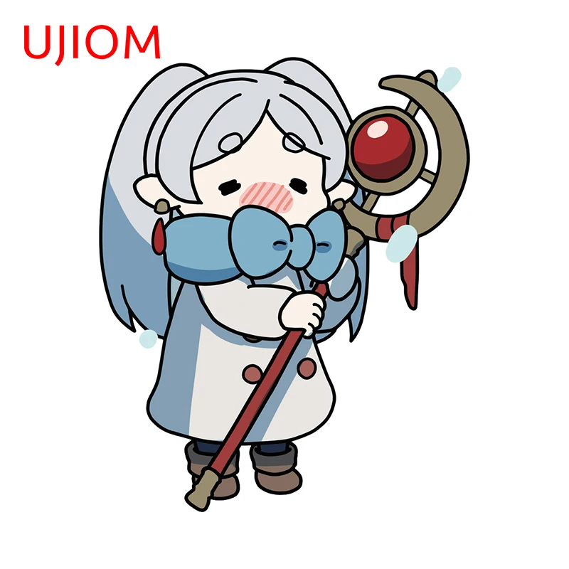 UJIOM 13cm Frieren Chibi Cartoon Wall Stickers Waterproof Graffiti Baby Nursery Room Decal Decoration Chambre Accessories