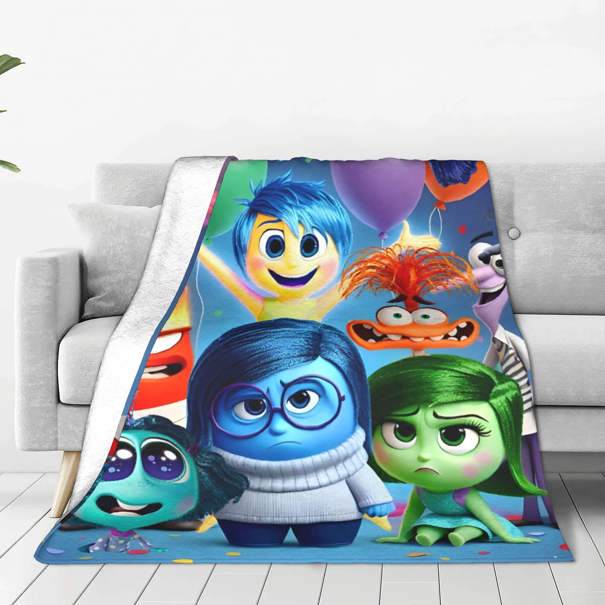 Inside Out Blankets Flannel Cartoon Adventure Comedy Super Warm Throw Blanket for Bedroom Sofa Bedspread