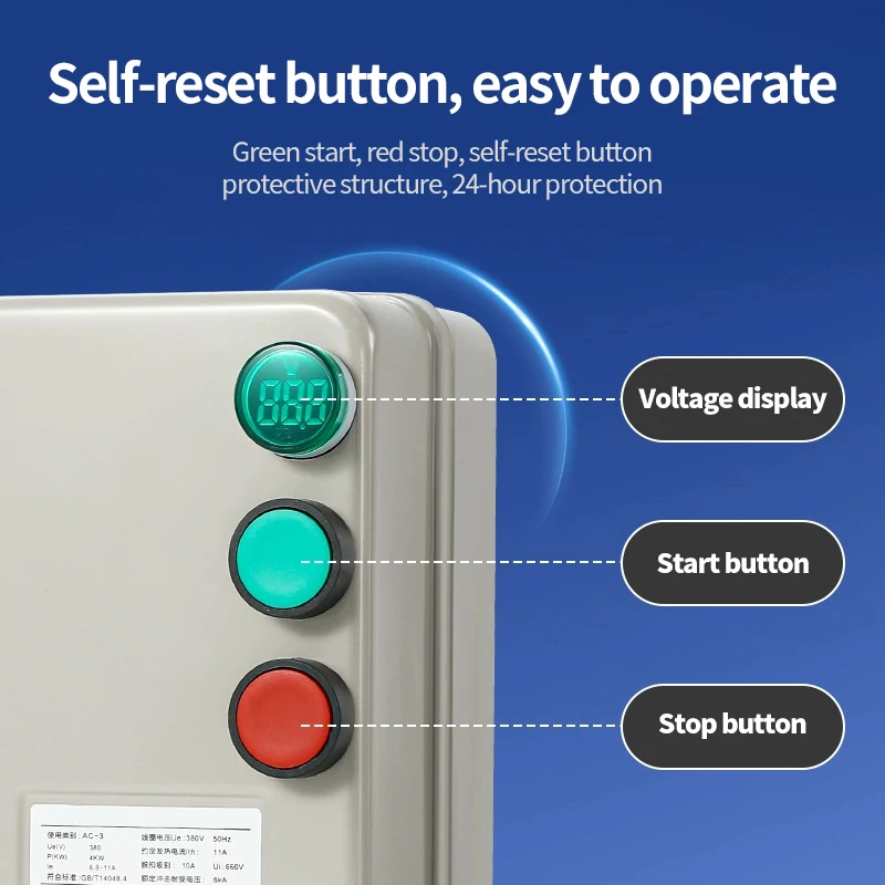 Magnetic starter 0~11KW 380V QCX5 motor start switchmotor protector 32A motor start button switch  Equipped with voltage light