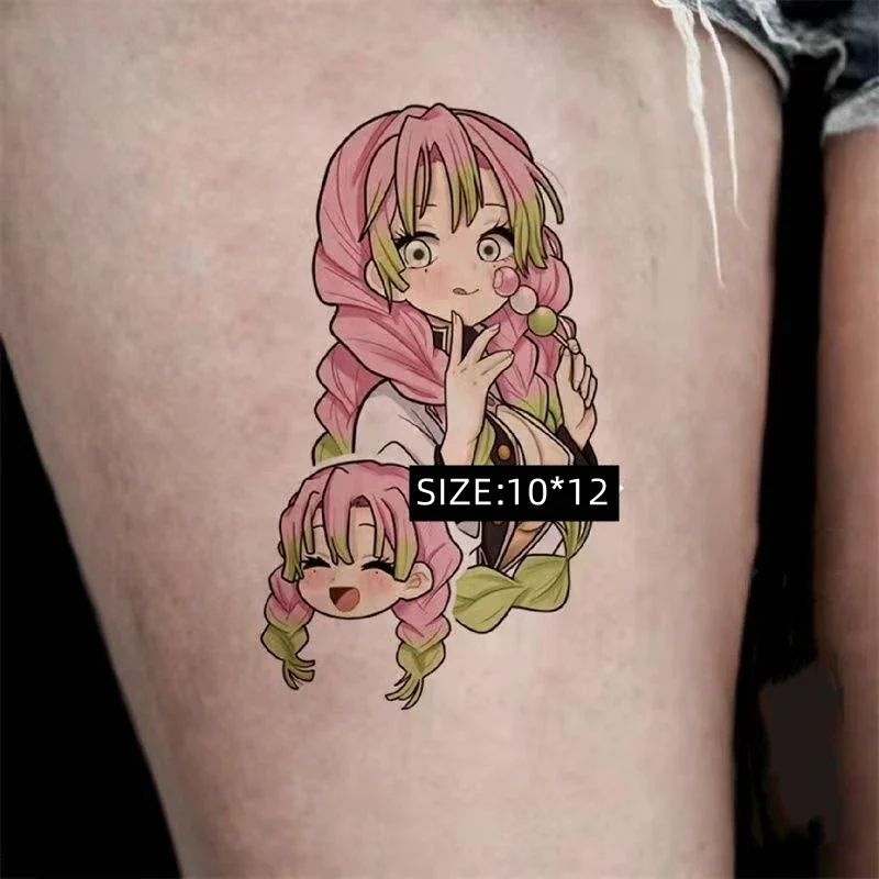 

Anime Demon Slayer Kanroji Mitsuri Temporary Tattoos Cartoon Kimetsu No Yaiba Body Art Tatoo Waterproof Fake Tatoo Sticker Women