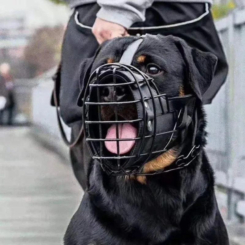 Tactical German Shepherd Mouth Guard Bite Proof Training Muzzle Leather Stainless Steel