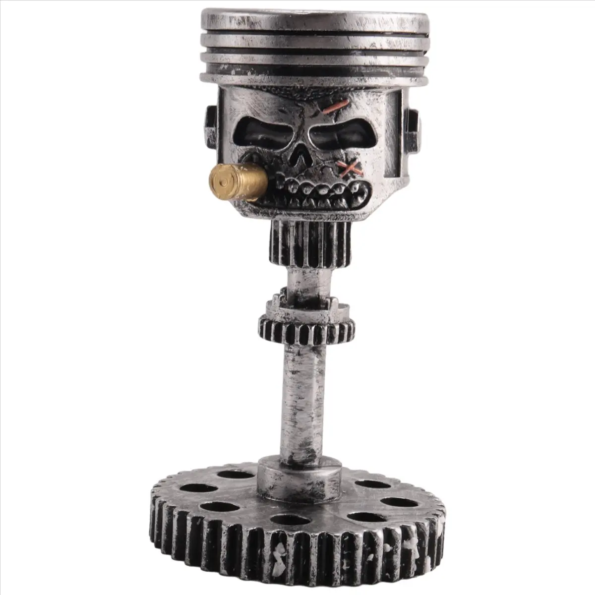 2026 + Carving Piston Skull Face Realistic Skull Sculpture Man Head Statue Office Home Table Gifts Halloween