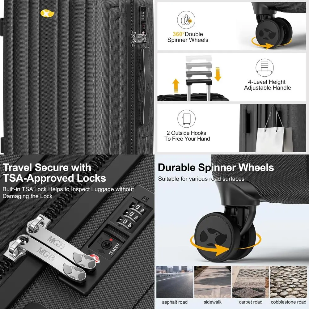 

Авиакомпания, одобренная 22, ручная кладь с твердым механизмом и замком TSA, легкий чемодан для ПК для путешествий