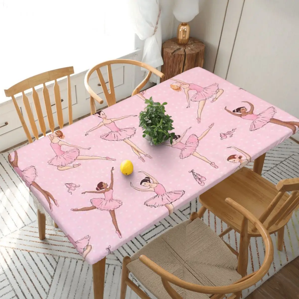 Ballet Dance Makes Me Free Ballerina Dancer Custom Rectangular Tablecloth Oilproof Table Cover for Dining Events Table Cloth
