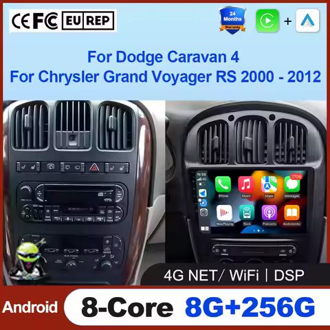 For Dodge Caravan 4 For Chrysler Grand Voyager RS 2000 - 2012 Android 16 Auto Wireless Carplay Car Radio Multimedia Video Tools