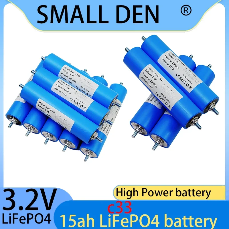 

Grade A 3.2V 15Ah LiFePO4 Battery C33 Lithium Phosphate Cell for 12V 24V Motorcycle Car motor Modification Inverter batteries