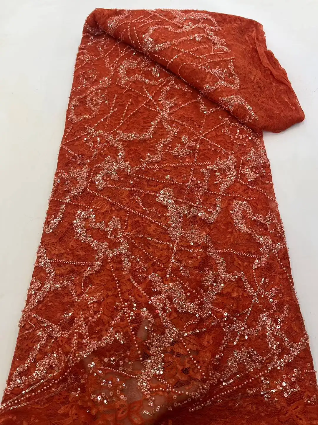 قماش دانتيل أفريقي فاخر 2025 جودة عالية الترتر الخرز أقمشة الدانتيل لحفل الزفاف النيجيري الفرنسية تول أقمشة الدانتيل