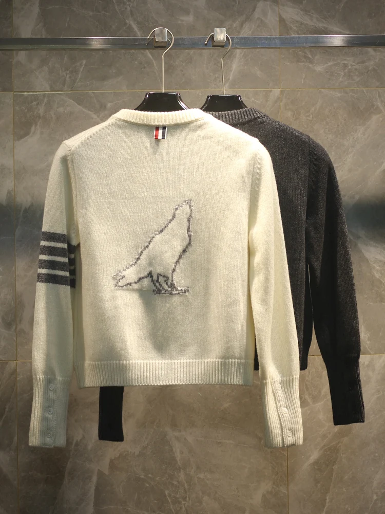 

Элитный осенне-зимний новый шерстяной вязаный кардиган с круглым вырезом, модный городской стиль, длинный рукав, теплый.