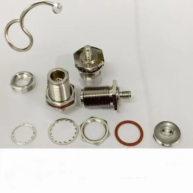 SMA Female to N Female Jack RF Adapter, 50  Nickel-Plated Coaxial Bulkhead Connector