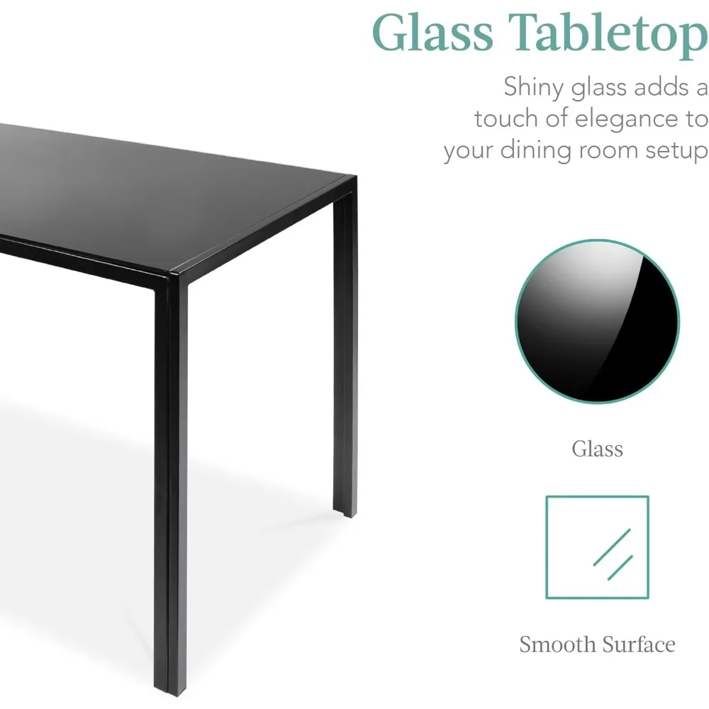 Modern Kitchen Table Furniture for Dining Room, Dinette, Compact Space-Saving w/Glass Tabletop