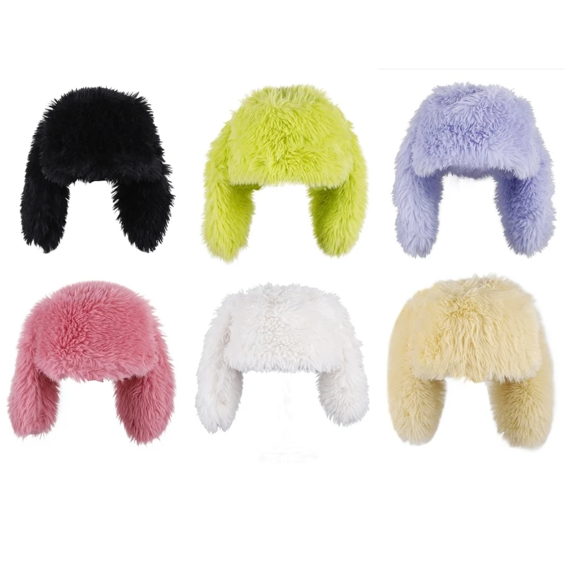 

Rabbit Hat Long Ears Photo Props New Year Thick Winter Hat Adults Kids Furry Rabbit Ears Y2K Winter Hat