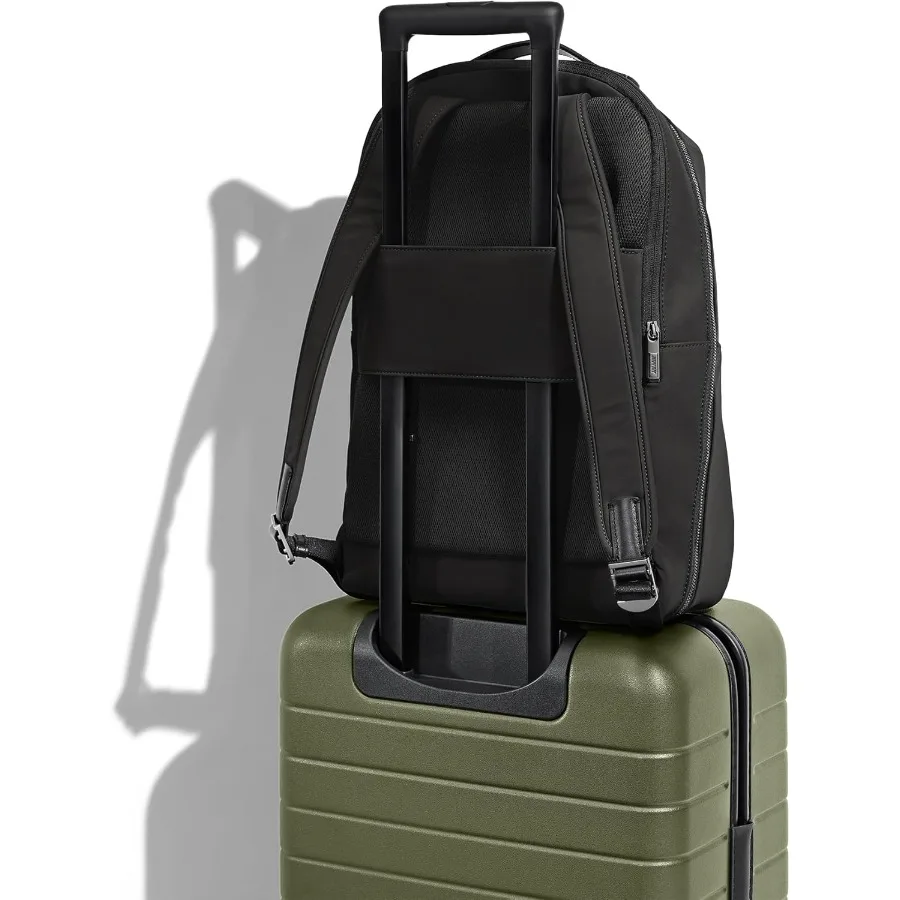 حقيبة ظهر للسفر بسحاب من Away Everywhere مع حافظة كمبيوتر محمول خفيفة الوزن ومتينة لأساسيات السفر باللون الأسود النفاث #4