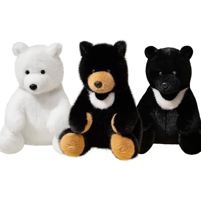 28/35/45CM śliczne siedzący niedźwiedź brunatny pluszowe wypchane zabawki zwierzęce imitacja czarnego niedźwiedzia niedźwiedź polarny lalka ładne prezenty świąteczne