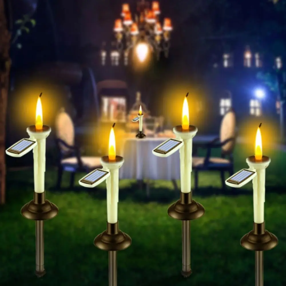 Waterproof Solar Candle Light LED Candles Flameless LED Solar Lamp With Candlesticks Holders Dual-purpose