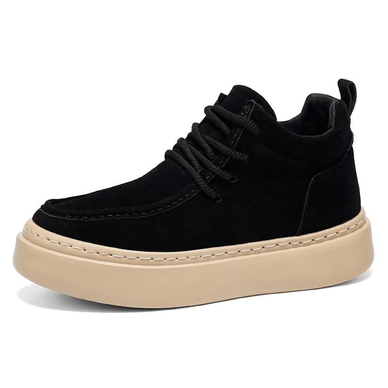 

Men Ankle Work Boots Winter Thick Bottom Lace Up High Top Casual Retro Sneakers Comfortable Round Toe Man Shoes