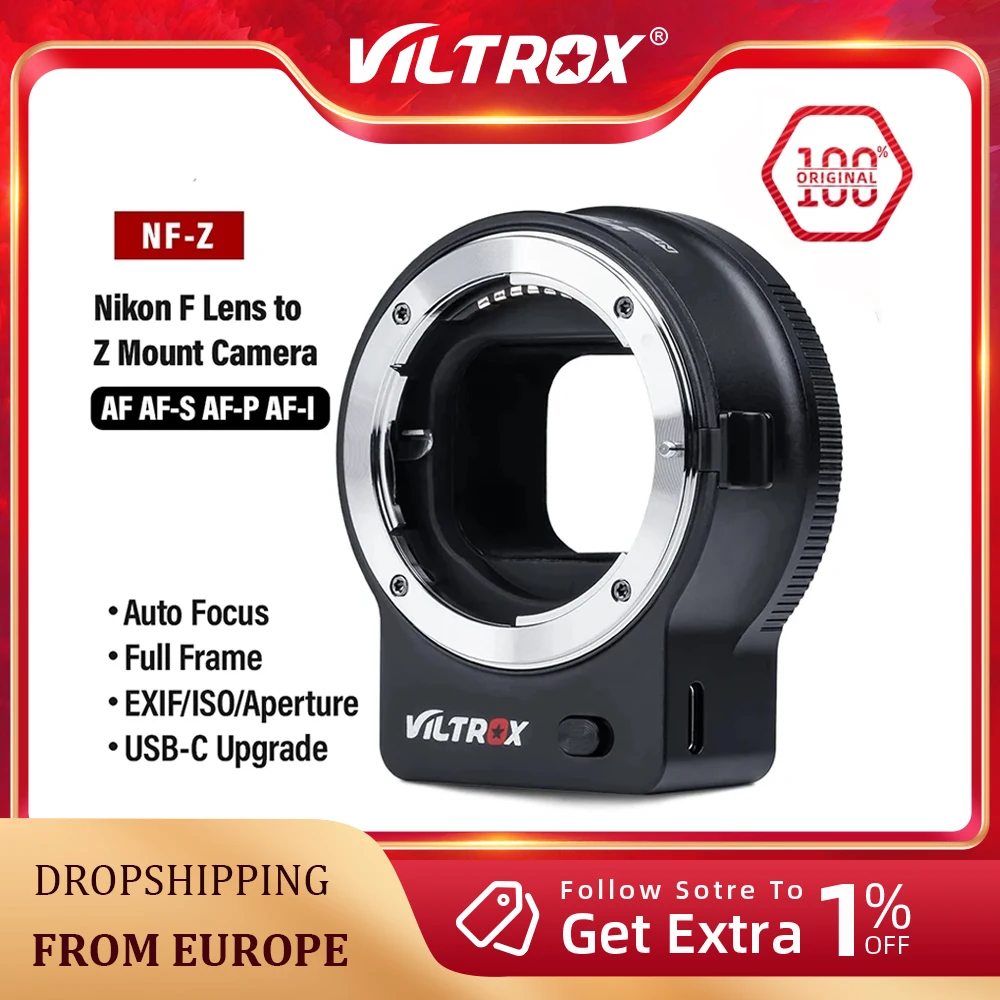 VILTROX NF-Z NIKKOR F Lens to Nikon Z Camera Mount Adapter Auto Focus Full Frame Lens Adapter for Nikon Z6 II Z7 Z50 Z30 Z9 ZFC