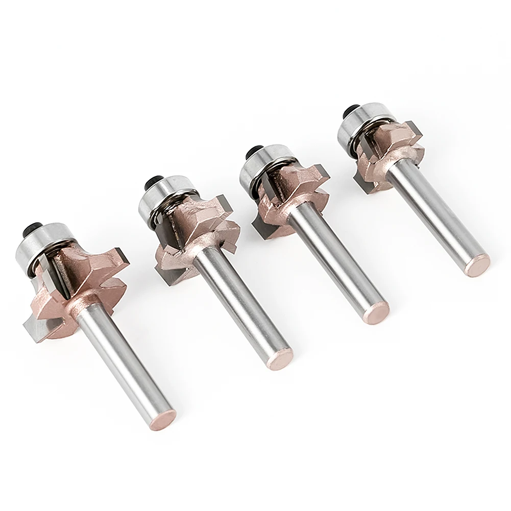 6mm Shank High Quality 4 flutes Router Bit Set forward and reverse Woodworking Milling Cutter R1 R1.5 R2 Trimming Knife Edge