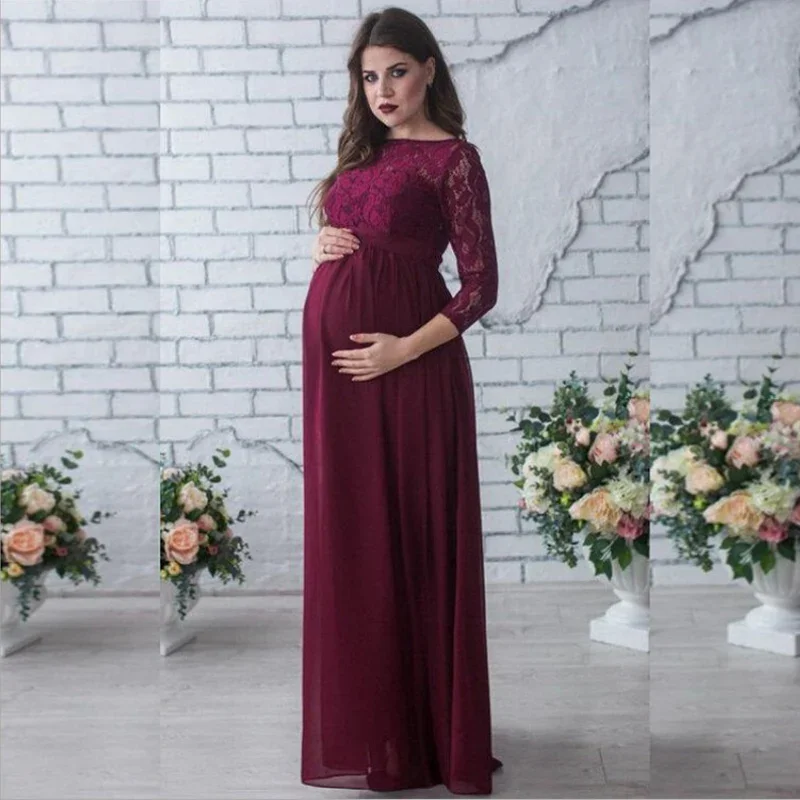 Dress Pregnancy  Photography Maternity  Props Gravidas Vestidos Lace Clothes for Pregnant Women Photo Shoot