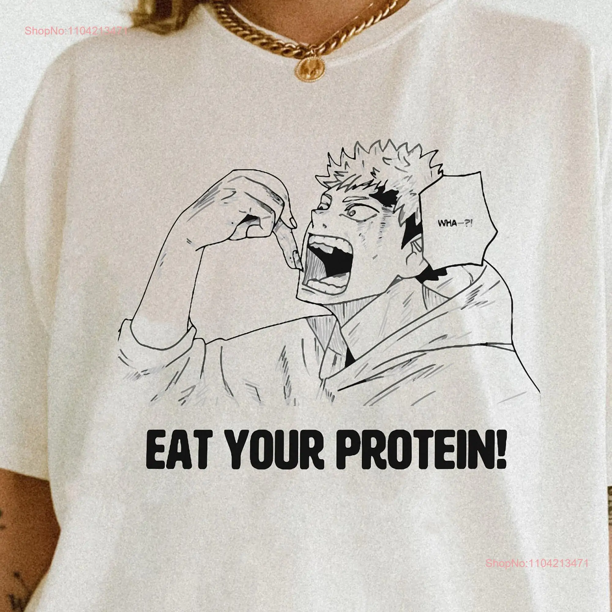 Eat Your Protein Anime Humor T Shirt Comfort Colors fans tee vintage clothes lover long or short sleeves