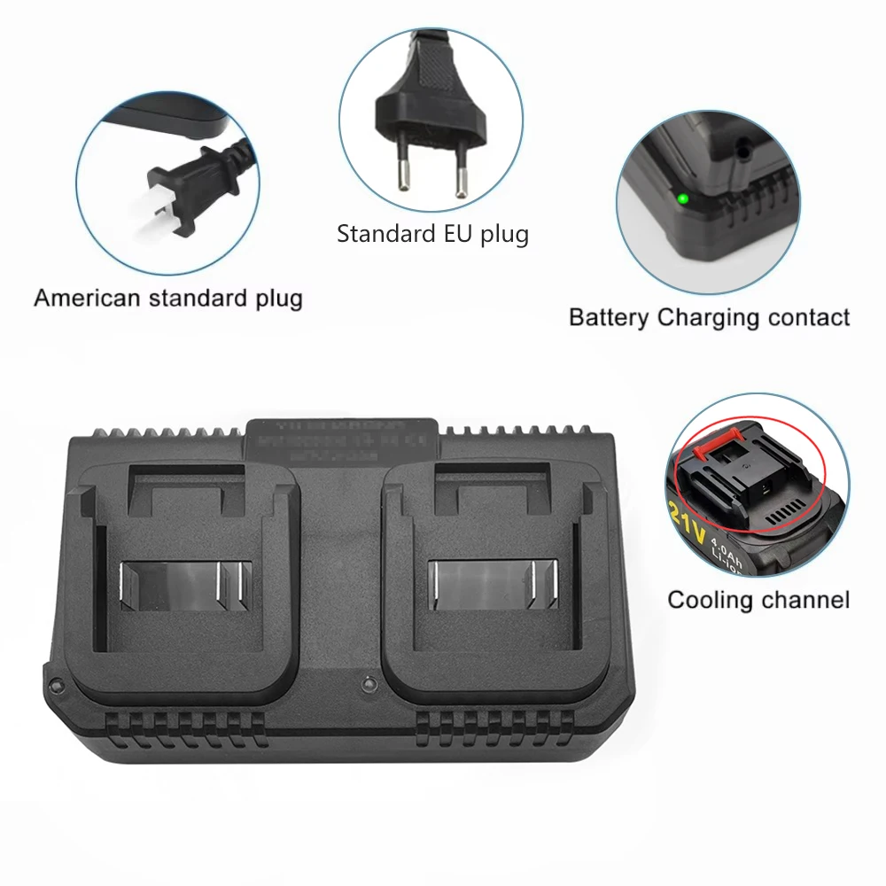 18V 21V 3A Lithium Battery Charger Fast Charging for Makita BL1415 BL1815 BL1830 BL1850 Power Tool Portable Charger EU US Plug