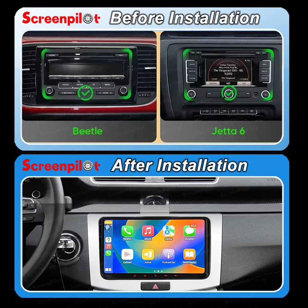 Android15 Car Radio For VW T5 Jetta Passat B6 Golf MK6 Tiguan Touran Scirocco Skoda Rapid Octavia Leon  CarPlay WiFi  Video GPS