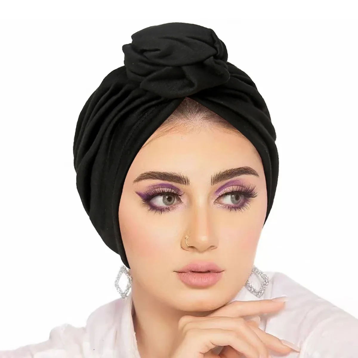 الهندي عقدة عمامة الإناث باندانا Headbands الكيماوي قبعة المرأة المسلمة الحجاب قبعة السيدات الإسلامية أشرطة رأس الحجاب بونيه بيني