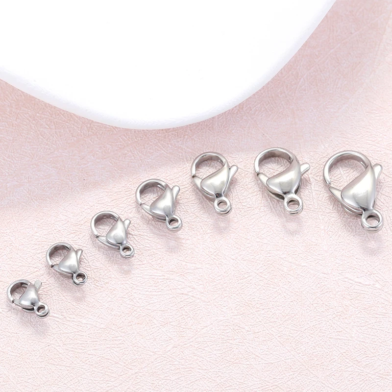 10pcs/lot Mirror-Polished Stainless Steel Lobster Clasps 10-17MM DIY Jewellery Findings Suitable for Necklace Bracelet Making